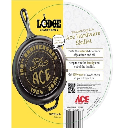 Lodge Lodge Ace Hardware 100 Year Anniversary Cast Iron Skillet 10 in. Black L8SK100ACE